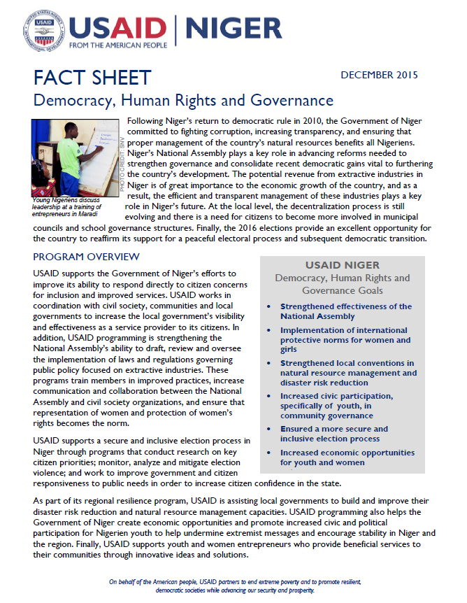 USAID Niger Democracy, Human Rights, and Governance fact sheet