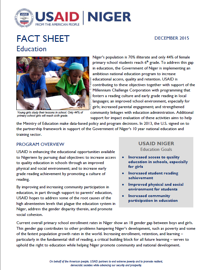 USAID Niger Education fact sheet