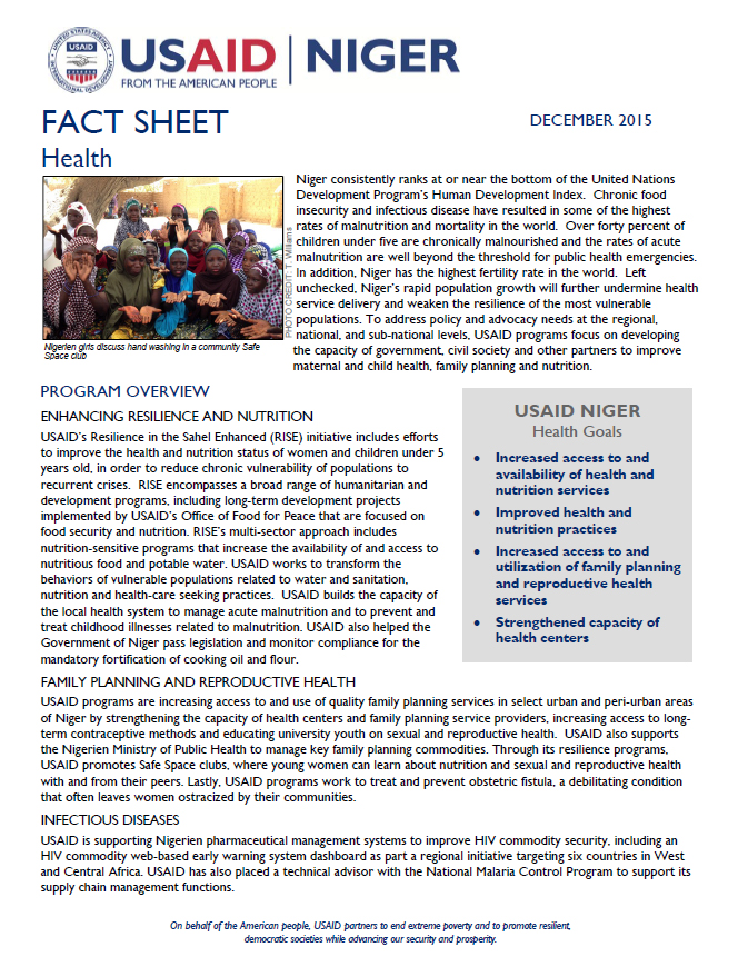 USAID Niger Health fact sheet