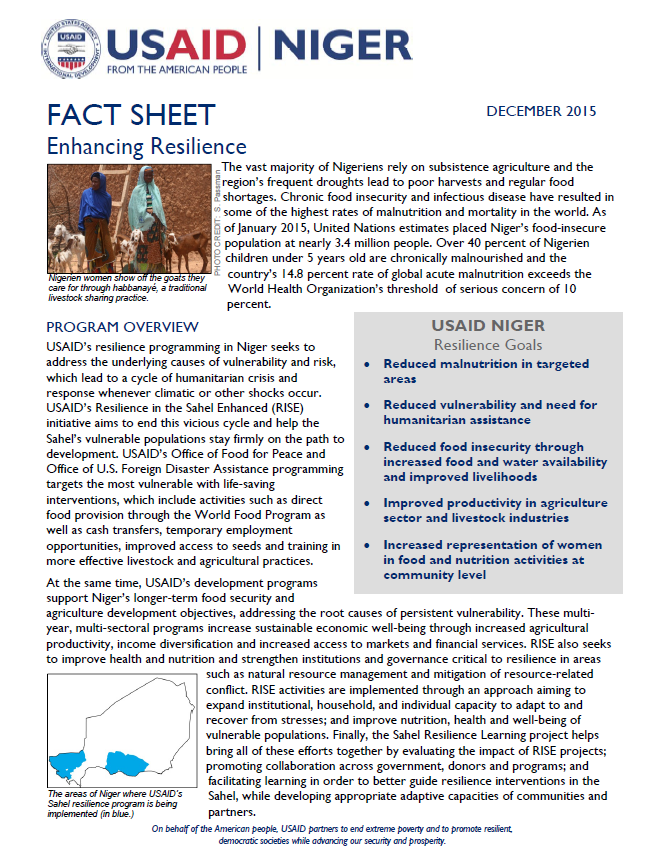 Niger - Enhancing Resilience Fact Sheet