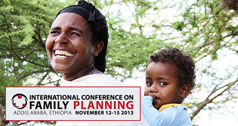 International Conference on Family Planning. Photo of a woman and small child.