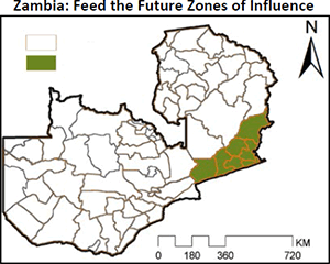 Zambia: Feed the Future Zones of Influence. Map of Zambia.