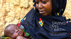 Photo of a woman and her sleeping baby. Saving Lives at Birth. A grand challenge for development
