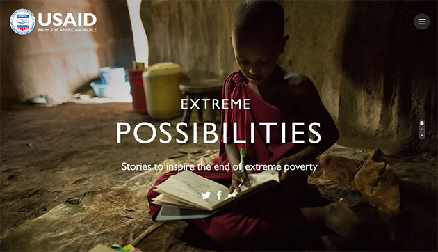 Extreme Possibilities. Stories to inspire the end of extreme poverty. Photo of a young boy studying.