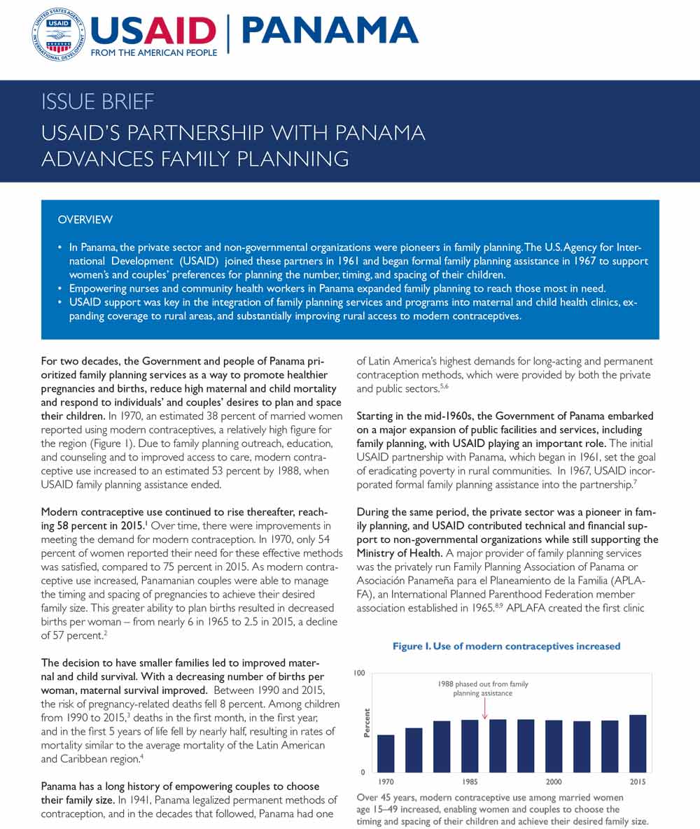 Issue Brief: USAID's Partnership with Panama Advances Family Planning