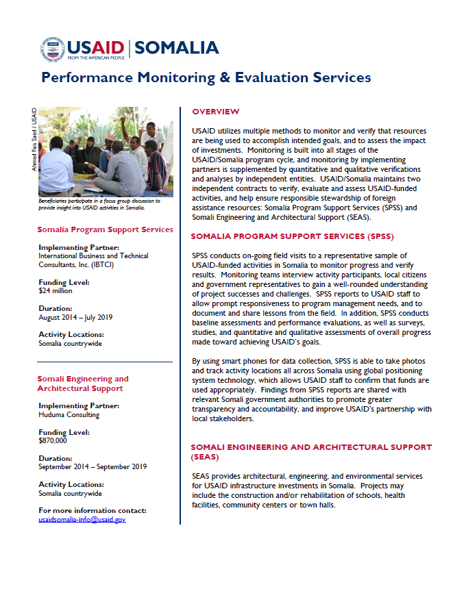 Fact Sheet - Performance Monitoring and Evaluation Services