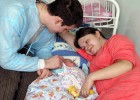 Natalia and Alexei Voinerovsky are enjoying the company of their newborn son in a postpartum ward of the Oblast Hospital