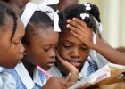 Schoolchildren concentrate at Ecole Marie Dominique Mazzarello in Port-au-Prince.