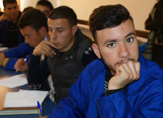 Students studying to become electricians.