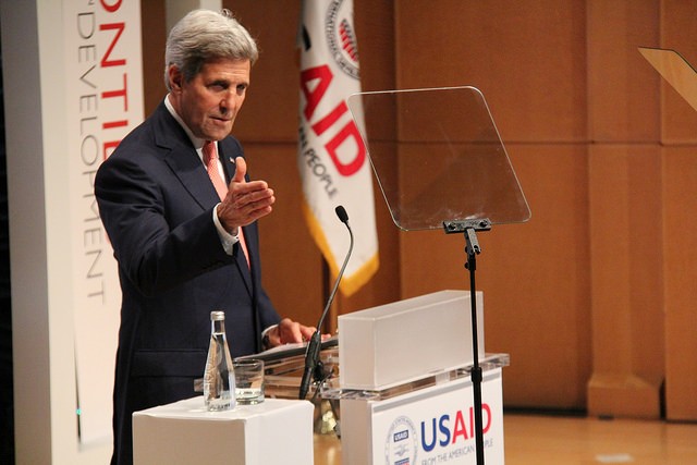 Secretary of State John Kerry speaking at Frontiers in Development 2014