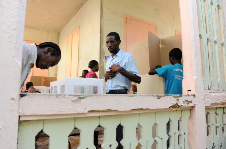 Haitians voting