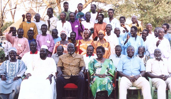 Chiefs and other leaders from South Sudan gathered in July 2004 as part of the process leading to the Comprehensive Peace Agreem
