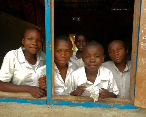 Above and below: Students in the Democratic Republic of Congo, such as the Bunyakiri High School students shown here, are being 