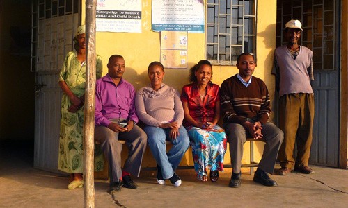 Wubalem Bezabih and Fetelwork Gezahegn, center, are two of Ethiopia’s roughly 35,000 health extension workers.