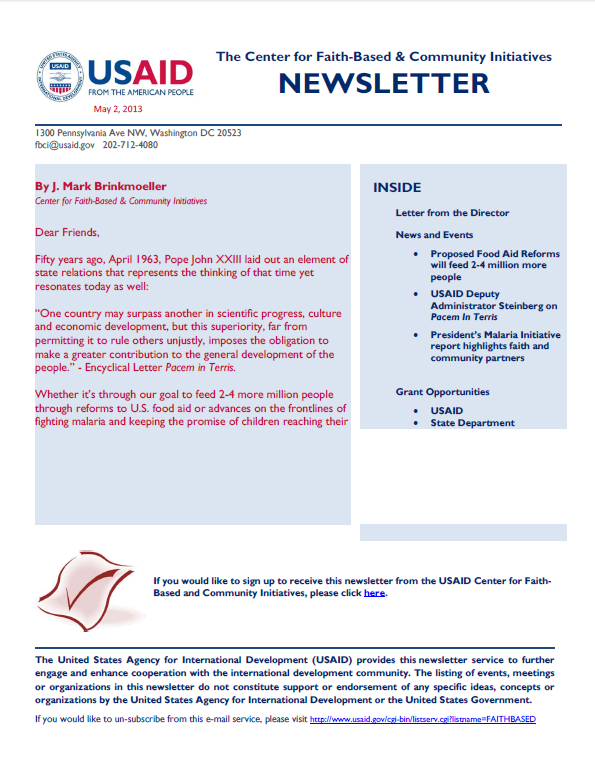 CFBCI Newsletter Cover May 2, 2013