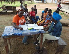 Project staff conduct focus group discussion with trained traditional midwives. 