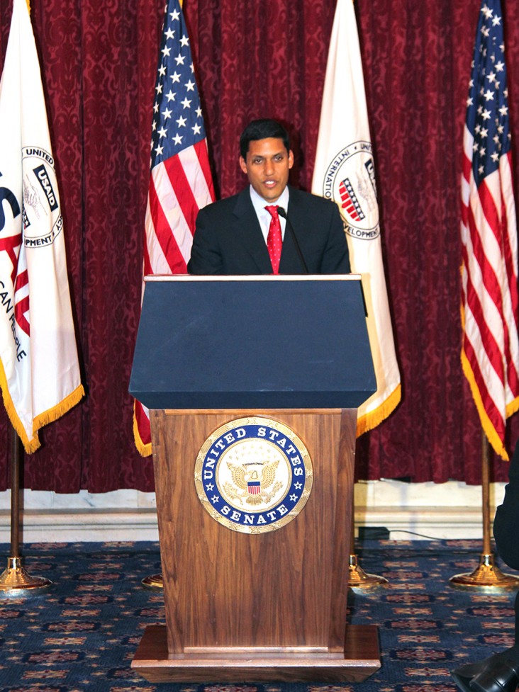 USAID Administrator Rajiv Shah introduces the Water and Development Strategy on May 21, 2013.