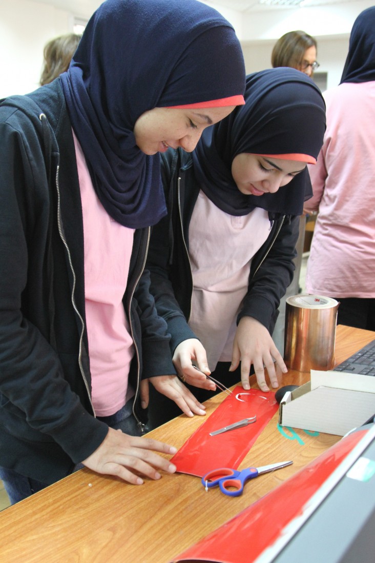 Students innovate in the Maadi STEM School for Girls’ fabrication laboratory.