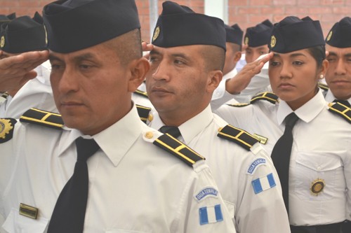 Flory Lemus, right, at the launch of Guatemala’s bachelor’s degree program in police science.