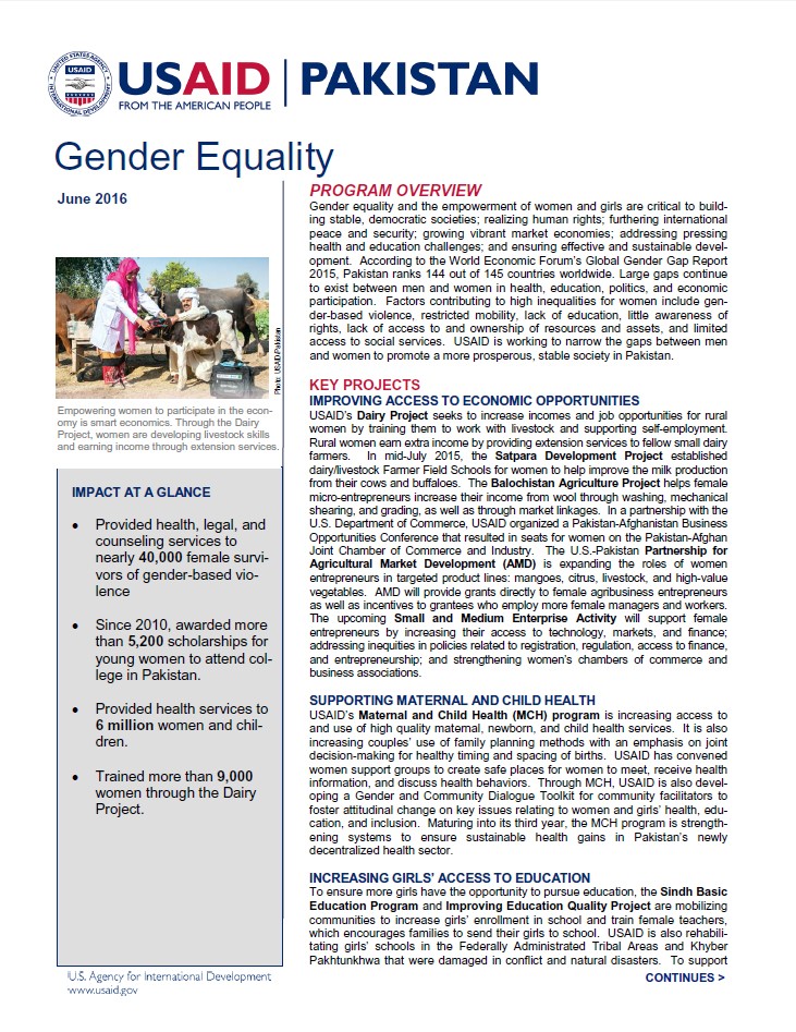 Pakistan Gender Fact Sheet Cover
