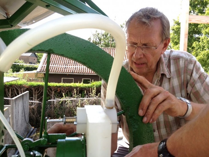 Gert Jan Bom of the PRACTICA Foundation works on the Clean Irrigation System.