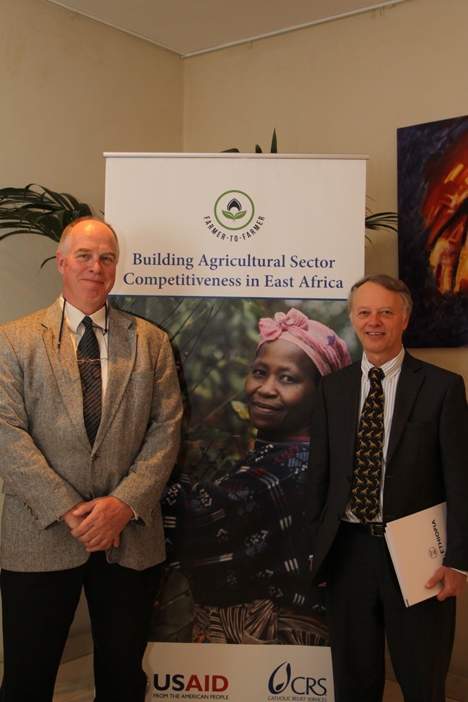 Dr. James V. Worstell (left) and USAID Ethiopia Mission Director Dennis Weller at the launch of USAID's Farmer-to-Farmer program