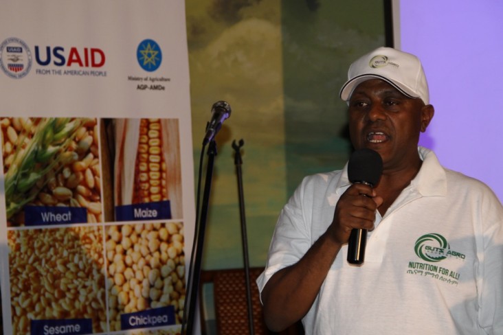 Engidu Legesse, the general manager of Guts Agro Industry at the launch of the company’s new nutritious shiro product.