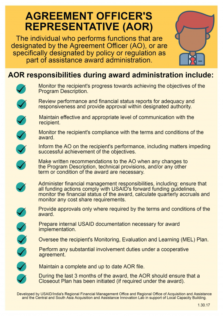 Infographic: The role of the AO vs AOR in assistance award administration. Page 2