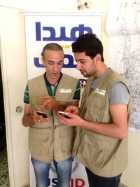 Youth volunteers test the mobile application launched by the Association for Development in Akkar and three partner NGOs in Trip