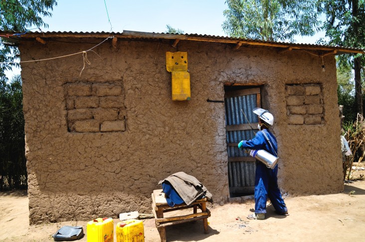 Indoor residual spraying is one method of combatting malaria under the President’s Malaria Initiative.