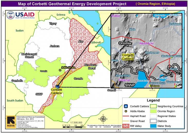 Map of the Corbetti Geothermal site in Ethiopia.