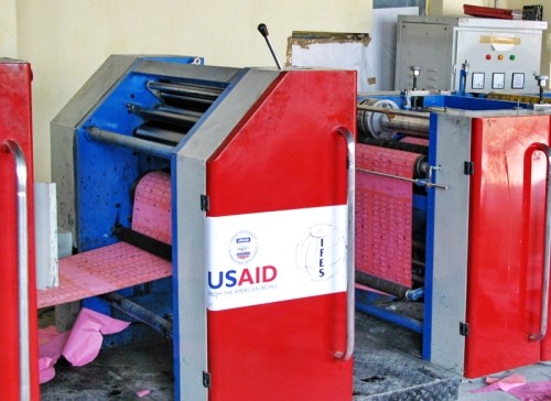 Image of USAID-funded ballot printing machines
