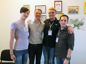 Kent standing with three colleagues in Odessa, Ukraine