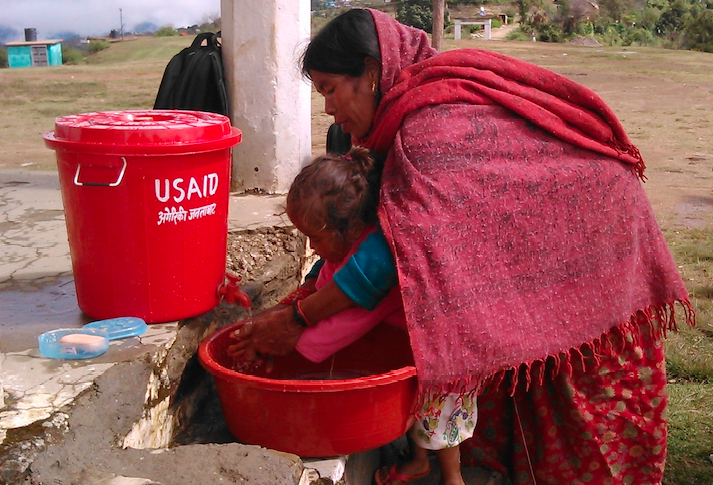 Suaahara teaches mothers about handwashing, safe disposal of feces, and other WASH-nutrition topics through lear