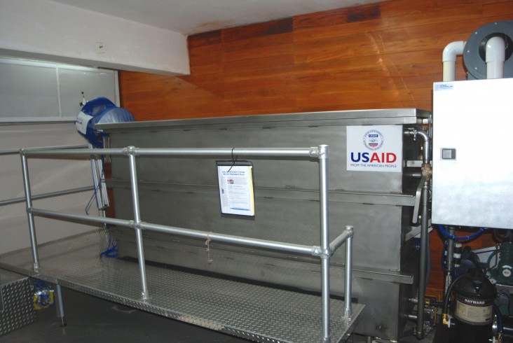 A USAID-funded bullet recovery tank in the firearms section of the DNA facility in Sri Lanka