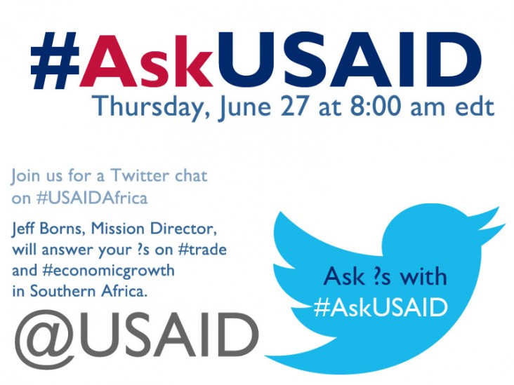 Join us for a Twitter Chat on #USAIDAfrica. Jeff Borns, Mission Director, will answer your ?s on trade and economic growth