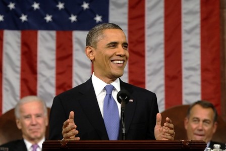 President Obama at this week's State of the Union Address. Photo Credit: Charles Dharapak / Pool / AFP