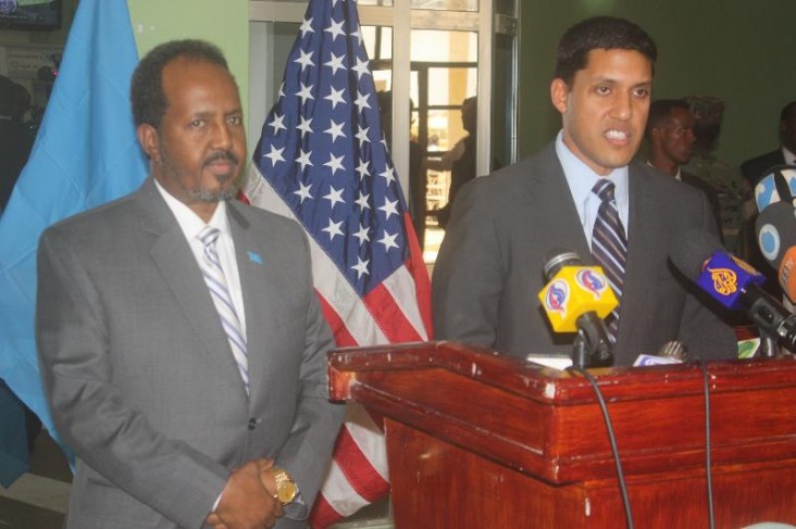 The President of Somalia and Administrator Raj Shah during his visit. 