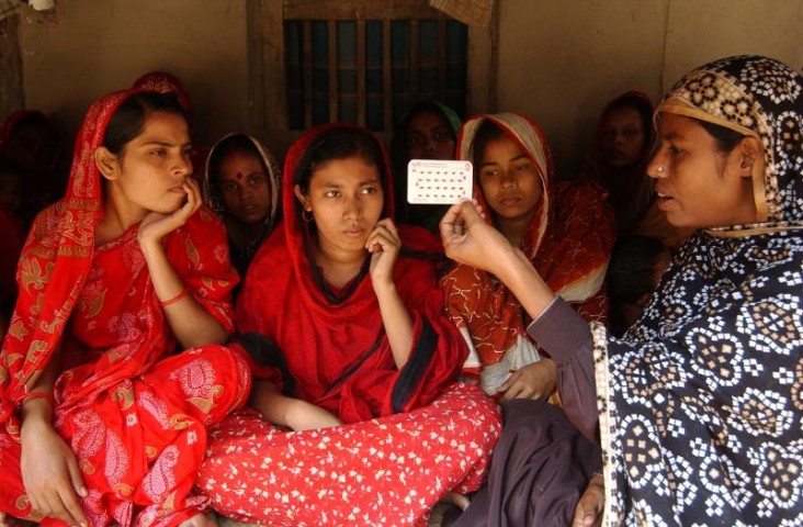 Women learn about their family planning options in Bangladesh