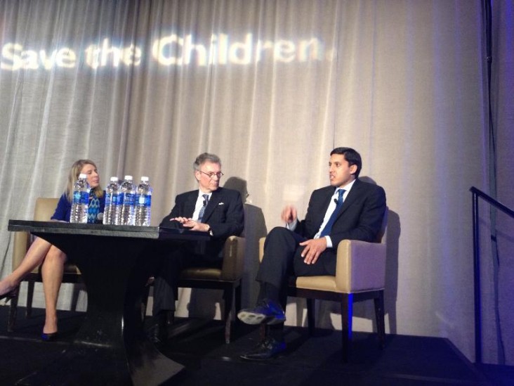 Save the Children CEO Carolyn Miles, Senator Tom Daschle,and USAID Administrator Raj Shah. 