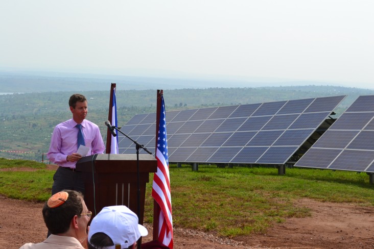 OPIC’s Chief of Staff John Morton delivers remarks at the opening ceremony for Gigawatt Global’s 8.5 megawatt solar facility eas