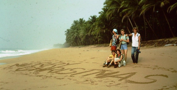Kendra Phillips on a beach in Liberia 1985