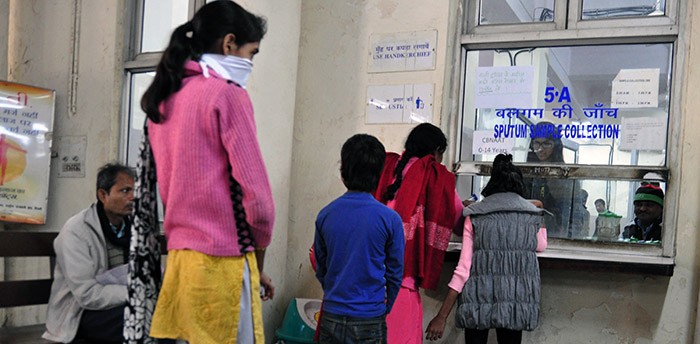 Children wait to get tested for TB