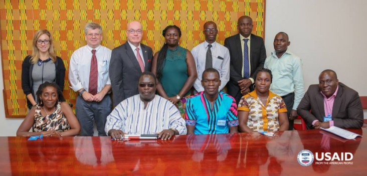 Amb. Robert Jackson with executive members of the Ghana Federation for Disability Organisation
