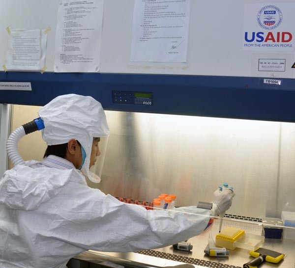 USAID và FAO hỗ trợ cán bộ phòng xét nghiệm của Việt Nam phát hiện vi-rút.