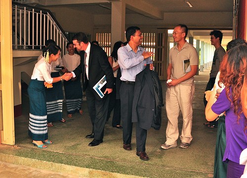 A U.S. delegation of representatives from IT industry leaders Cisco, Google, HP, Intel, and Microsoft visit Burma