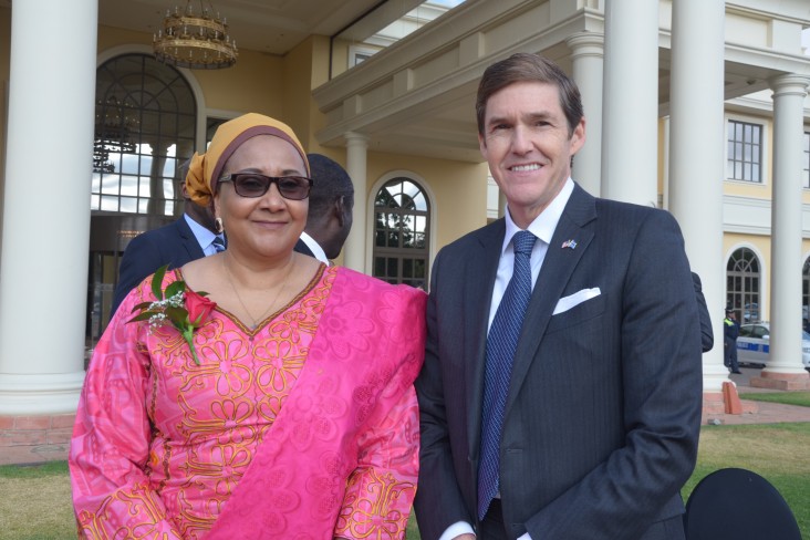 Ambassador Miller with Southern African Development Community Executive Secretary Dr. Stergomena Tax after pledging $127 million