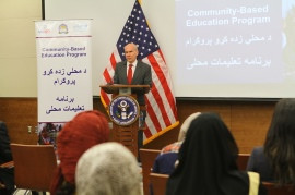 U.S. Ambassador P. Michael McKinley delivers his speech during the event.