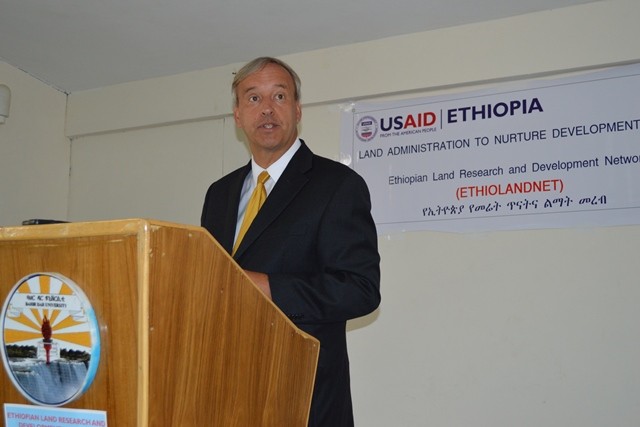 USAID Ethiopia Acting Mission Director Gary Linden at the launch of ETHIOLANDNET, a new network forum.