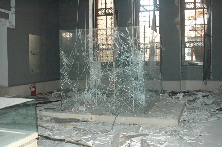 Debris from a bomb attack fills the Museum of Islamic Art in Cairo. 